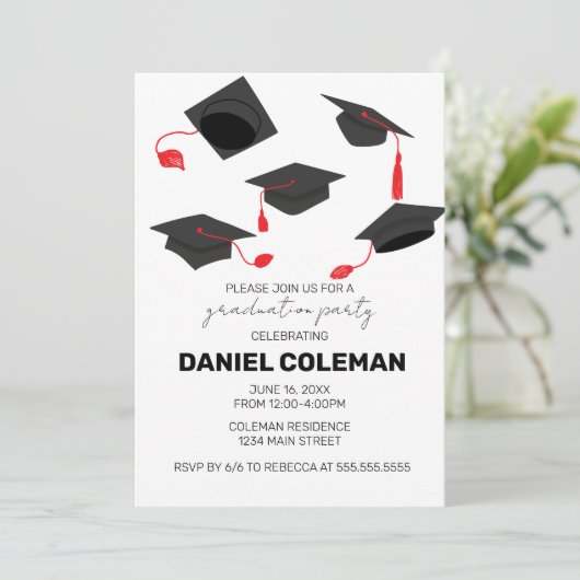 Invitation Graduation Moderne Cap Jeu de Graduation (Debout devant)