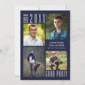 Invitation Graduation Moderne classe lisse de 20XX bleu marin (Devant)