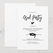 Invitation Graduation moderne de la fête du coeur de script (Devant / Derrière)