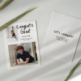 Invitation Graduation moderne deux photos hier et aujourd'hui