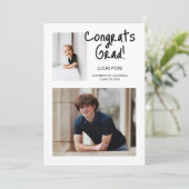 Invitation Graduation moderne deux photos hier et aujourd'hui (Debout devant)