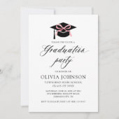 Invitation Graduation moderne élégant Cap Pink Bow Graduation (Devant)