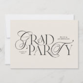 Invitation Graduation moderne élégante typographie noir & bla (Devant)