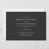 Invitation Graduation moderne élégante typographie noir & bla (Dos)