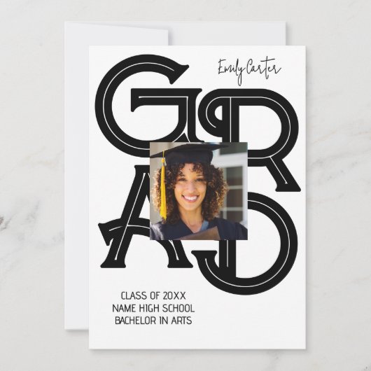 Invitation Graduation moderne en calligraphie gras (Devant)
