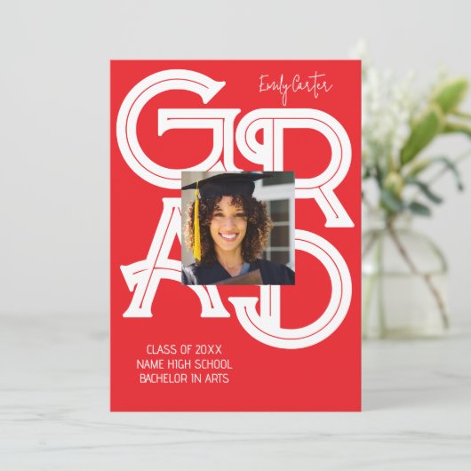 Invitation Graduation moderne en calligraphie gras (Debout devant)