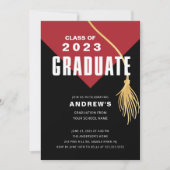 Invitation Graduation moderne Gras Casquette Rouge (Devant)