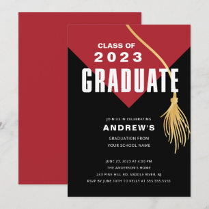 Invitation Graduation moderne Gras Casquette Rouge