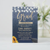 Invitation Graduation Moderne Marine Parties scintillant Bleu (Debout devant)