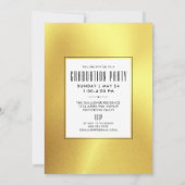 Invitation Graduation Moderne Métallique Or Sleek Noir (Dos)