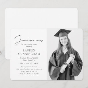 Invitation Graduation Moderne Minimaliste Chic Photo Grad Par