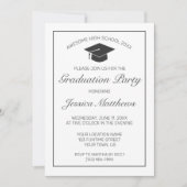 Invitation Graduation moderne minimaliste noir blanc (Devant)