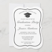 Invitation Graduation moderne minimaliste noir blanc (Devant)