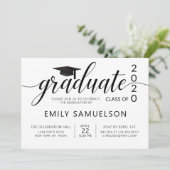 Invitation Graduation moderne Noir Blanc Classe de + École (Debout devant)