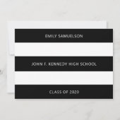 Invitation Graduation moderne Noir Blanc Classe de + École (Dos)