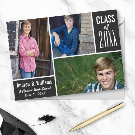 Invitation Graduation moderne Photo Collage Classe de 20XX