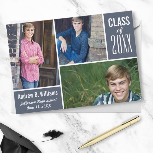 Invitation Graduation moderne Photo Collage Classe de 20XX