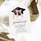 Invitation Graduation moderne Pink Bow Graduation Cap Arched