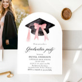 Invitation Graduation moderne Pink Bow Graduation Cap Arched