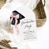 Invitation Graduation moderne Pink Bow Graduation Cap Arched