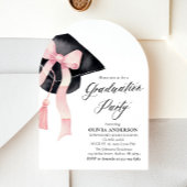 Invitation Graduation moderne Pink Bow Graduation Cap Arched