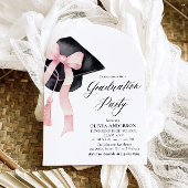 Invitation Graduation moderne Pink Bow Graduation Cap Arched