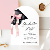 Invitation Graduation moderne Pink Bow Graduation Cap Arched