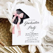 Invitation Graduation moderne Pink Bow Graduation Cap Arched