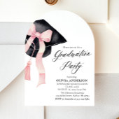 Invitation Graduation moderne Pink Bow Graduation Cap Arched