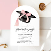 Invitation Graduation moderne Pink Bow Graduation Cap Arched