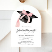 Invitation Graduation moderne Pink Bow Graduation Cap Arched