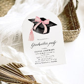 Invitation Graduation moderne Pink Bow Graduation Cap Arched