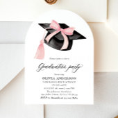 Invitation Graduation moderne Pink Bow Graduation Cap Arched