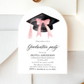 Invitation Graduation moderne Pink Bow Graduation Cap Arched