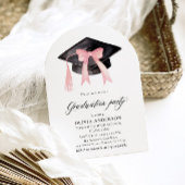 Invitation Graduation moderne Pink Bow Graduation Cap Arched