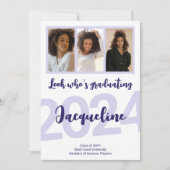 Invitation Graduation moderne Purple Script Photo Collage (Devant)