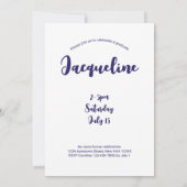 Invitation Graduation moderne Purple Script Photo Collage (Dos)