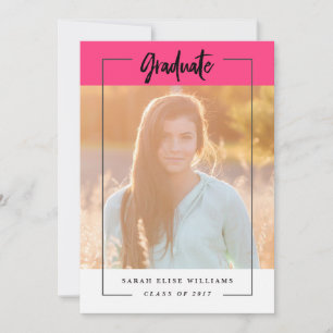 Invitation Graduation moderne rose brillant
