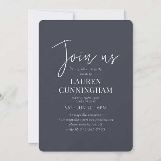 Invitation Graduation Moderne Simple Minimaliste Chic (Devant)