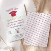 Invitation Graduation moderne simple Red Gold