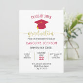 Invitation Graduation moderne simple Red Gold (Debout devant)