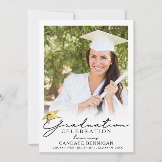 Invitation Graduation Moderne Simple Script 2 Photo Invitatio (Devant)