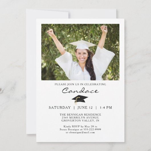 Invitation Graduation Moderne Simple Script 2 Photo Invitatio (Dos)