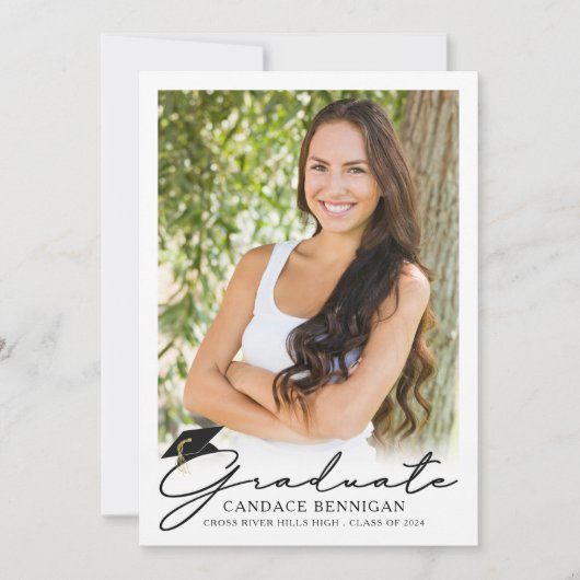 Invitation Graduation Moderne Simple Script 4 Photo Invitatio (Devant)