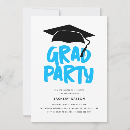 Invitation Graduation moderne tendance GRAD Party (Devant)