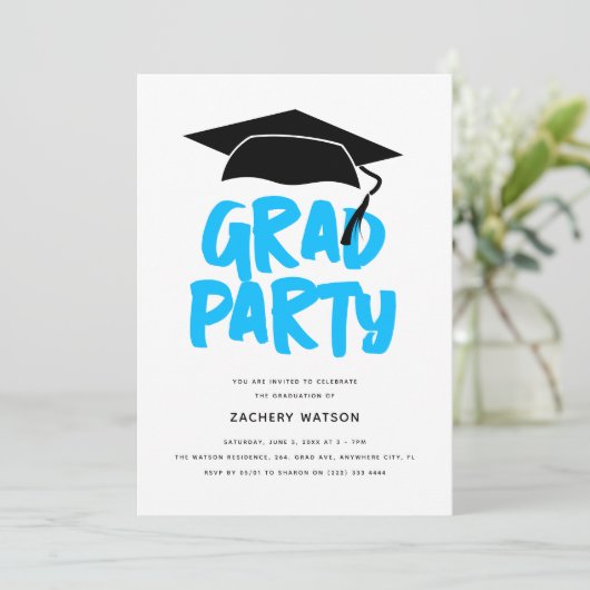 Invitation Graduation moderne tendance GRAD Party (Debout devant)