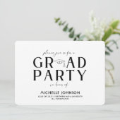 Invitation Graduation moderne Typographie noire | Photo Party (Debout devant)