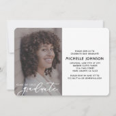 Invitation Graduation moderne Typographie noire | Photo Party (Dos)