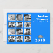 Invitation Graduation Multi Photo Collage Simple Bleu QR Code (Devant)