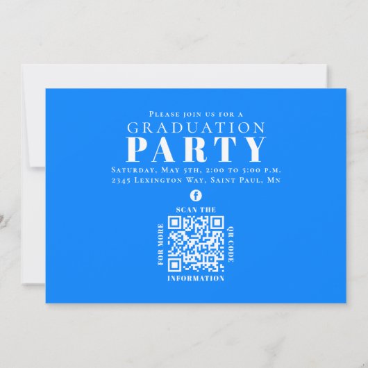 Invitation Graduation Multi Photo Collage Simple Bleu QR Code (Dos)